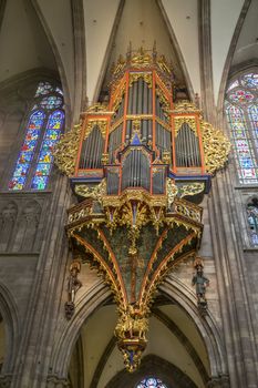 The Astronomical Clock of Cathedrale Notre-Dame in  Strasbourg of France.