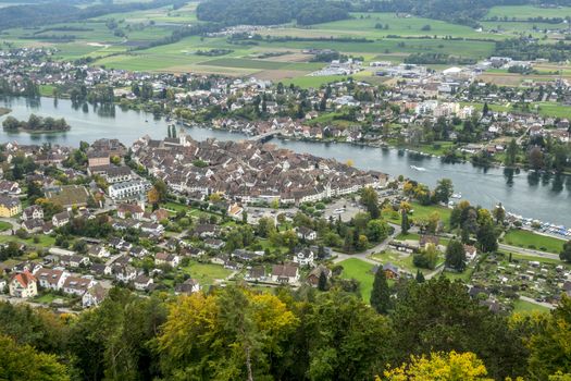 the bird's eye view of the Stein am Rhein town in Switzerland.