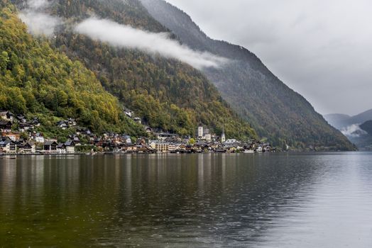 The beautiful Hallstatt lake at Autumn in Austria