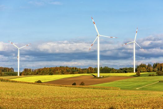 The wind power generators in Hofoldinger Forst of Germany.