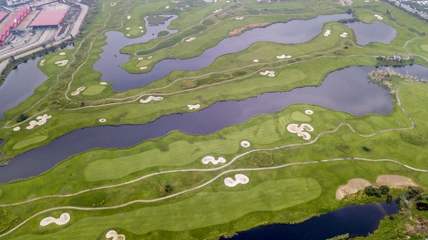 The bird view of Macao golf course in Taipa, Macao of China.