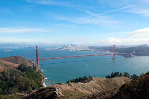 Famous Golden Gate Bridge landmark at San Francisco USA