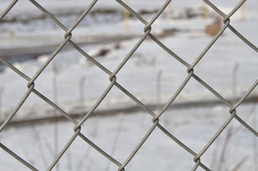 Area surrounded with steel fence.