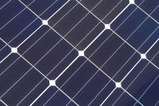 Closeup of solar panel filled with solar cells.