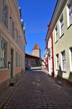 Street in the Old Town of Tallinn, Estonia