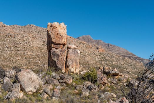 Rock formations next to the road to the start of the Maltese Cross hiking trail near Dwarsrivier in the Cederberg Mountains