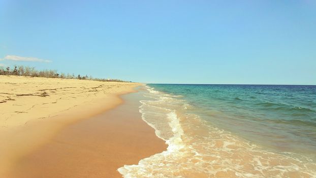 Soft wave of blue ocean on East Beach Rhode Island USA