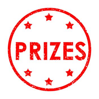 prizes red rubber stamp on white background. prizes stamp sign.  text for prizes stamp. 