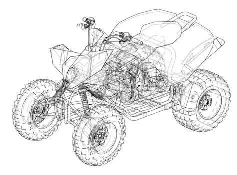 ATV quadbike concept outline. Wire-frame style. 3d illustration