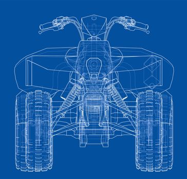 ATV quadbike concept outline. Wire-frame style. 3d illustration