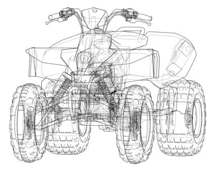 ATV quadbike concept outline. Wire-frame style. 3d illustration