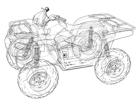 ATV quadbike concept outline. Wire-frame style. 3d illustration