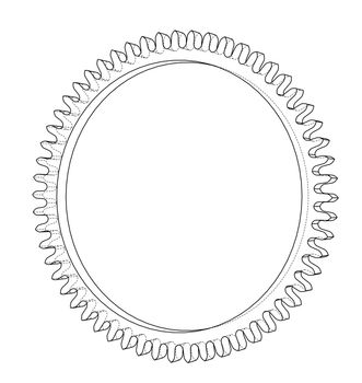 3D gear wheel. 3d illustration. Wire-frame style