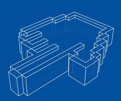 Pointer hand icon. 3d illustration. Wire-frame style