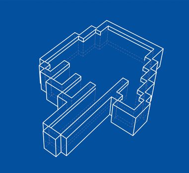 Pointer hand icon. 3d illustration. Wire-frame style