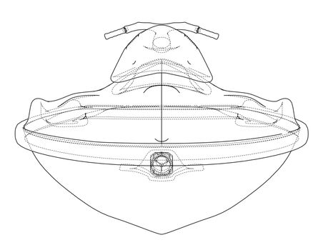 Jet ski sketch. 3d illustration. Wire-frame style