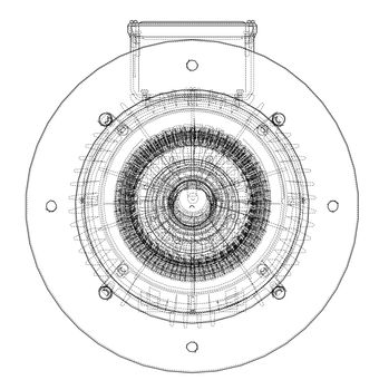 Electric motor sketch. 3d illustration. Wire-frame style