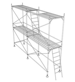 3D outline scaffold. 3d illustration. Wire-frame style