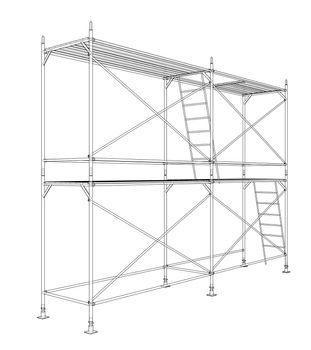 3D outline scaffold. 3d illustration. Wire-frame style