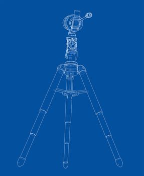 Telescope concept outline. 3d illustration. Wire-frame style