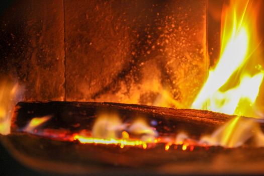 wood log in a fireplace