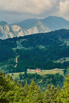 View of the Carpathian Mountains in Romania