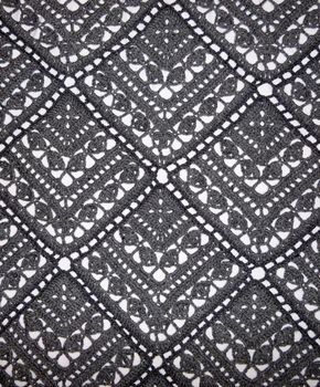Crochet fabric texture. Background image. Hobbies, leisure, crafts Square motifs pattern