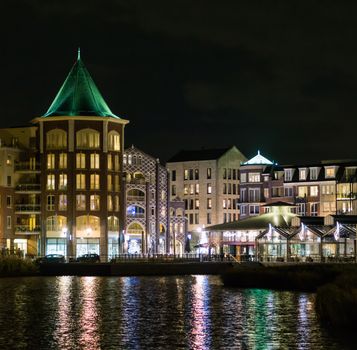 city center vleuterweide in the Meern, Utrecht, The netherlands, beautiful view from the water looking on all the buildings