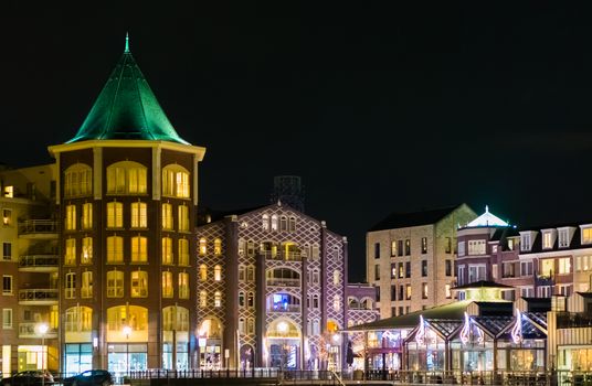 cityscape of center vleuterweide in the Meern, Utrecht, The netherlands. Beautiful city scenery with many lights.