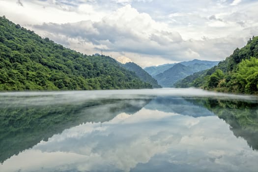 The famous Misty Small Dongjiang (east river) in Chenzhou, Hunan province of China.