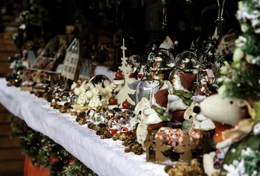 Christmas decoration in a market, detail of celebration and party