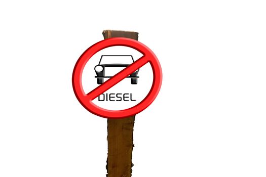 German traffic sign German traffic sign speak. Concept Diesel free zone, environmental zone, diesel prohibited, diesel prohibition or driving ban