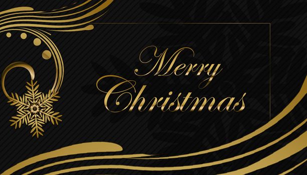 black christmas background with golden ornaments and snowflakes luxory