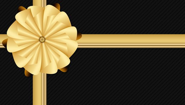 black christmas background with golden bow gift looking, present for cristmas or new year