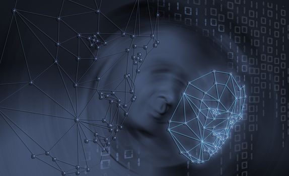 Biometric verification - face recognition digital illustration futuristic