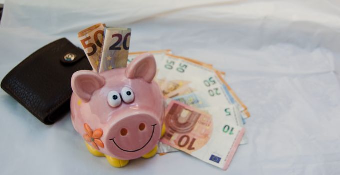 euro currency, background piggy bank walet