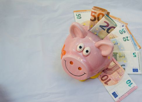 euro currency, background piggy bank walet