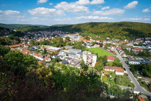 Romantic view to Koenigsbronn in Germany in summer