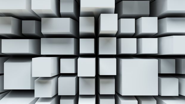 Abstract wall of cubes. Construction concept, 3d illustration