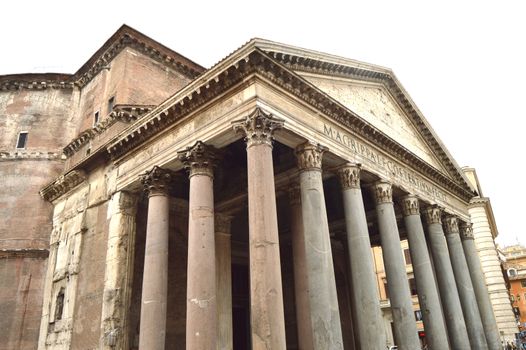 Close-up of the Pantheon ancient landmark of Rome, Italy, October 07, 2018.