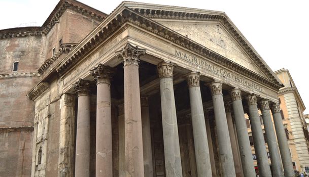 Close-up of the Pantheon ancient landmark of Rome, Italy, October 07, 2018.