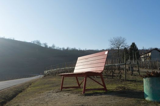 A sculpture - bench near La Morra, Piedmont - Italy