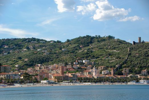 View of Noli from the beach, Liguria - Italy