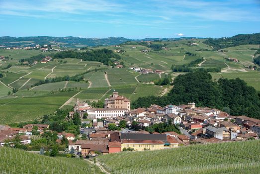 View of Barolo and Langhe Hills, Piedmont - Italy