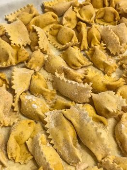Typical handmade pasta of Piedmont, Italy: agnolotti