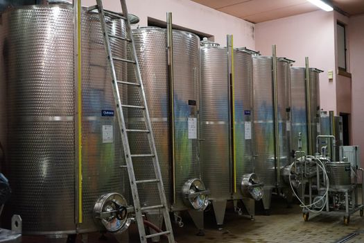 Wine tanks in a wine cellar