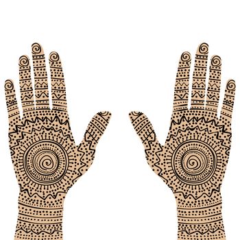 Pair of painting hands with ethnic motifs