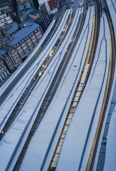 Railroad tracks seen from the skyscraper "The Shard", London