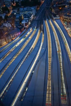 Railroad tracks seen from the skyscraper "The Shard", London