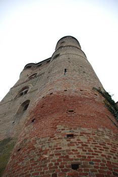 View of the medieval castle of Serralunga of Alba, Piedmont - Italy